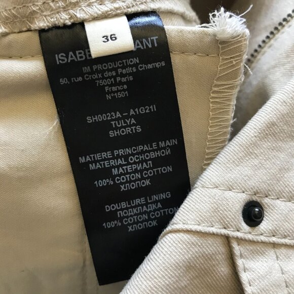 Isabel Marant Tulya Cotton Shorts Womens 36 Small 4 US Khaki Beige High Rise - Picture 11 of 14